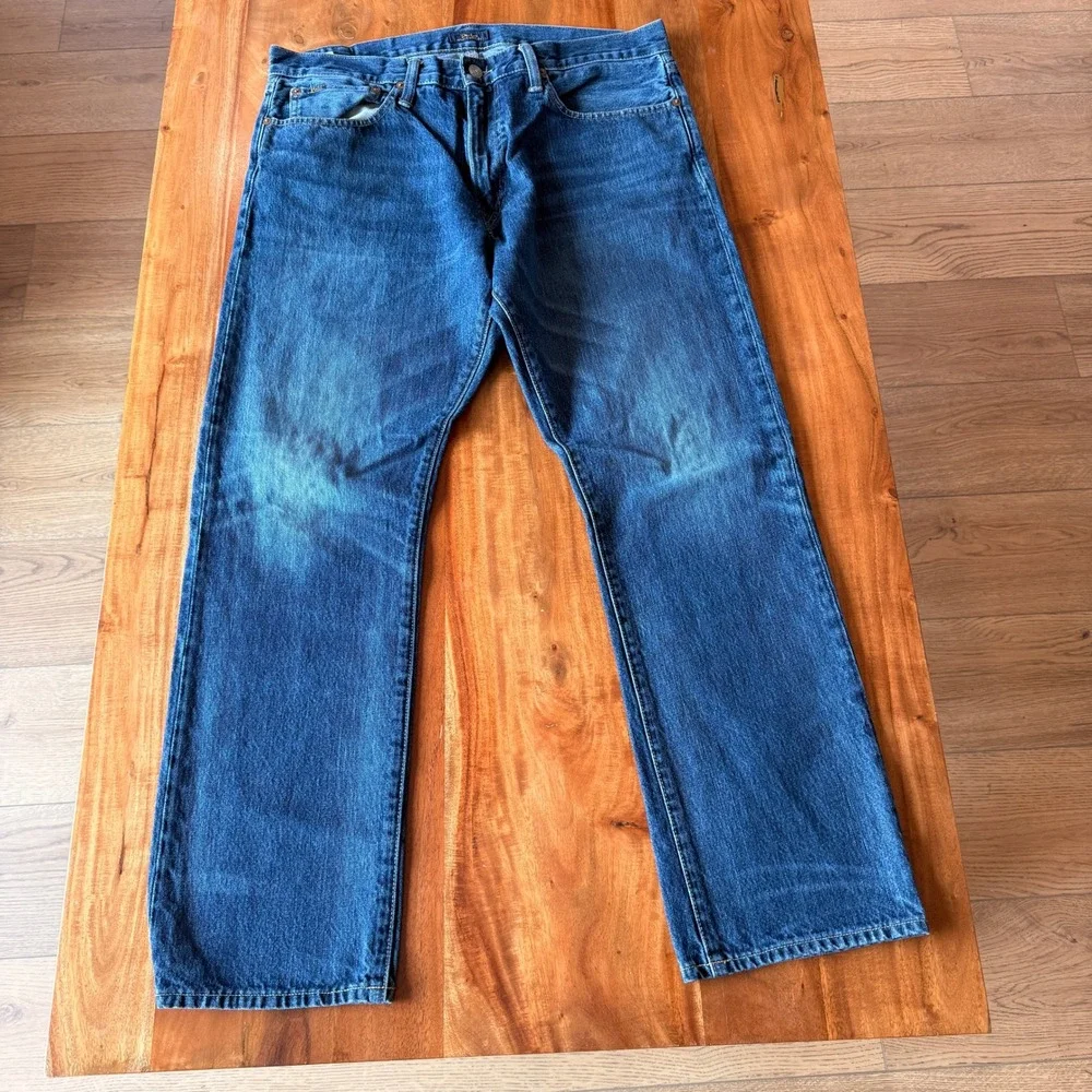 Polo Ralph Lauren‎ Men's Blue Hampton Relaxed Straight Leg Jeans Size 36x32